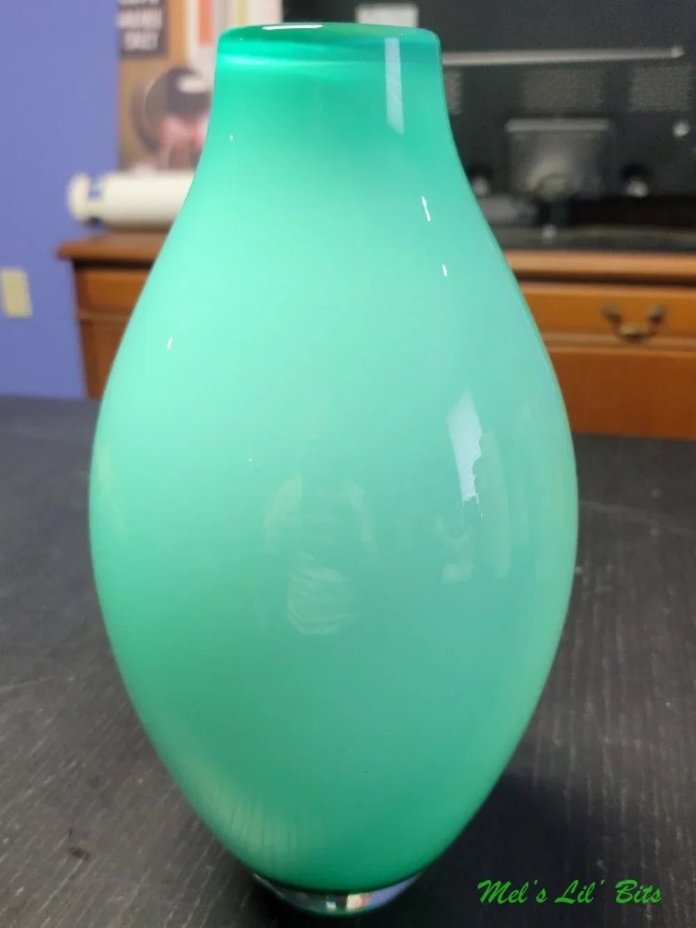 Crate & Barrel Splash Vase In Blue Green Salt Made in Poland